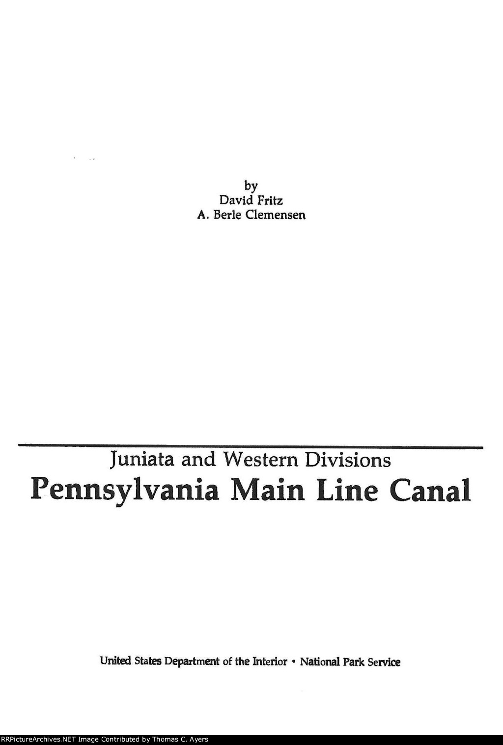 NPS "Pennsylvania Main Line Canal," Original Title Page, 1993